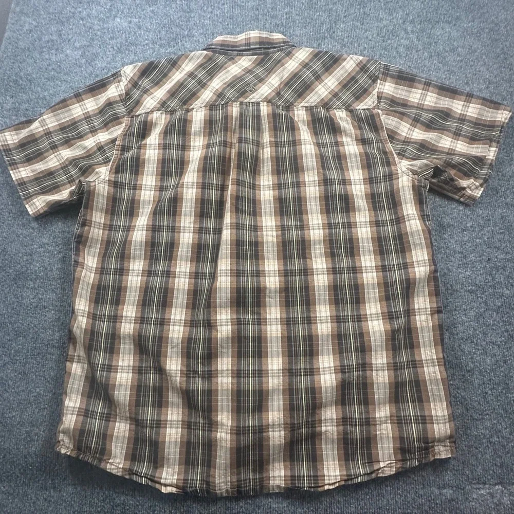 Prana Men's XL Organic Cotton Blend‎ Plaid Short Sleeve Button Up Shirt